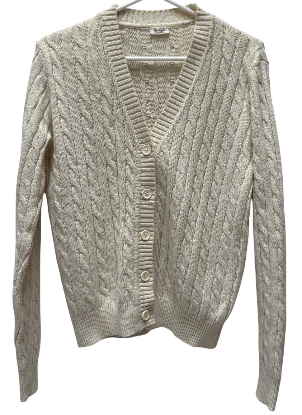 Brandy Melville John Gault Cream Cable Knit Fisherman Wool Cardigan M/L Preppy